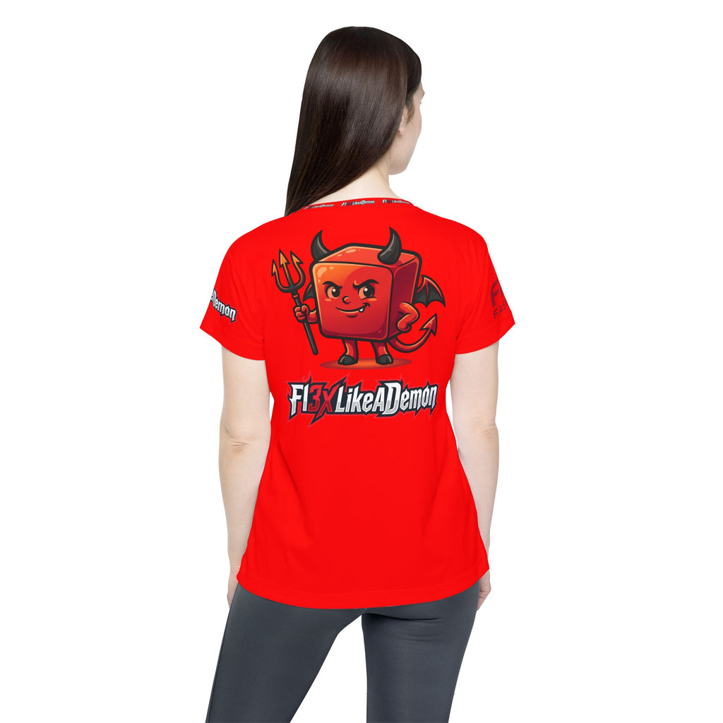 Demon Mascot Sports Jersey — "Fly Like A Demon" Women’s Athletic Tee