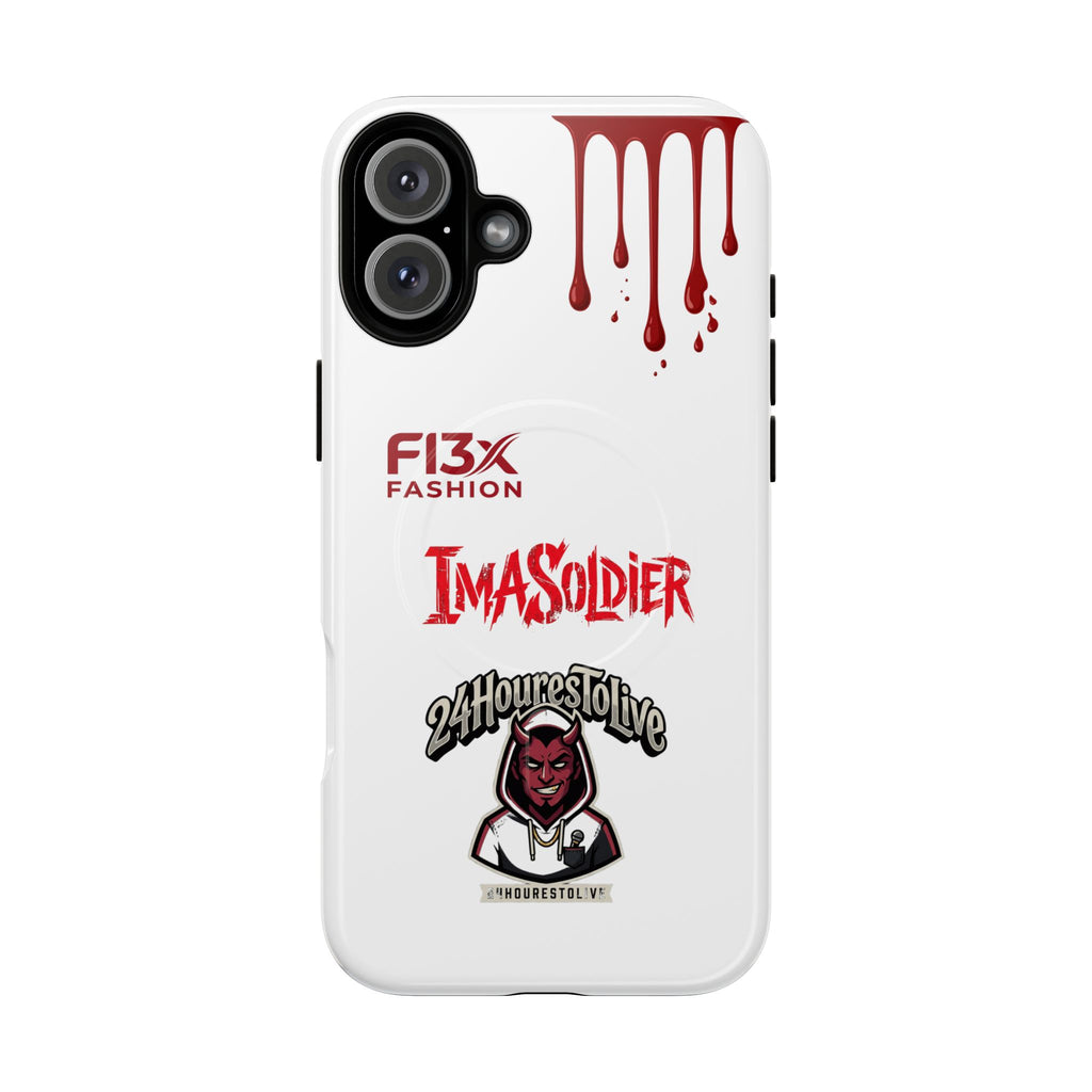 Tough Magnetic Phone Case — 'ImASoldier' Blood Drip Gaming Design