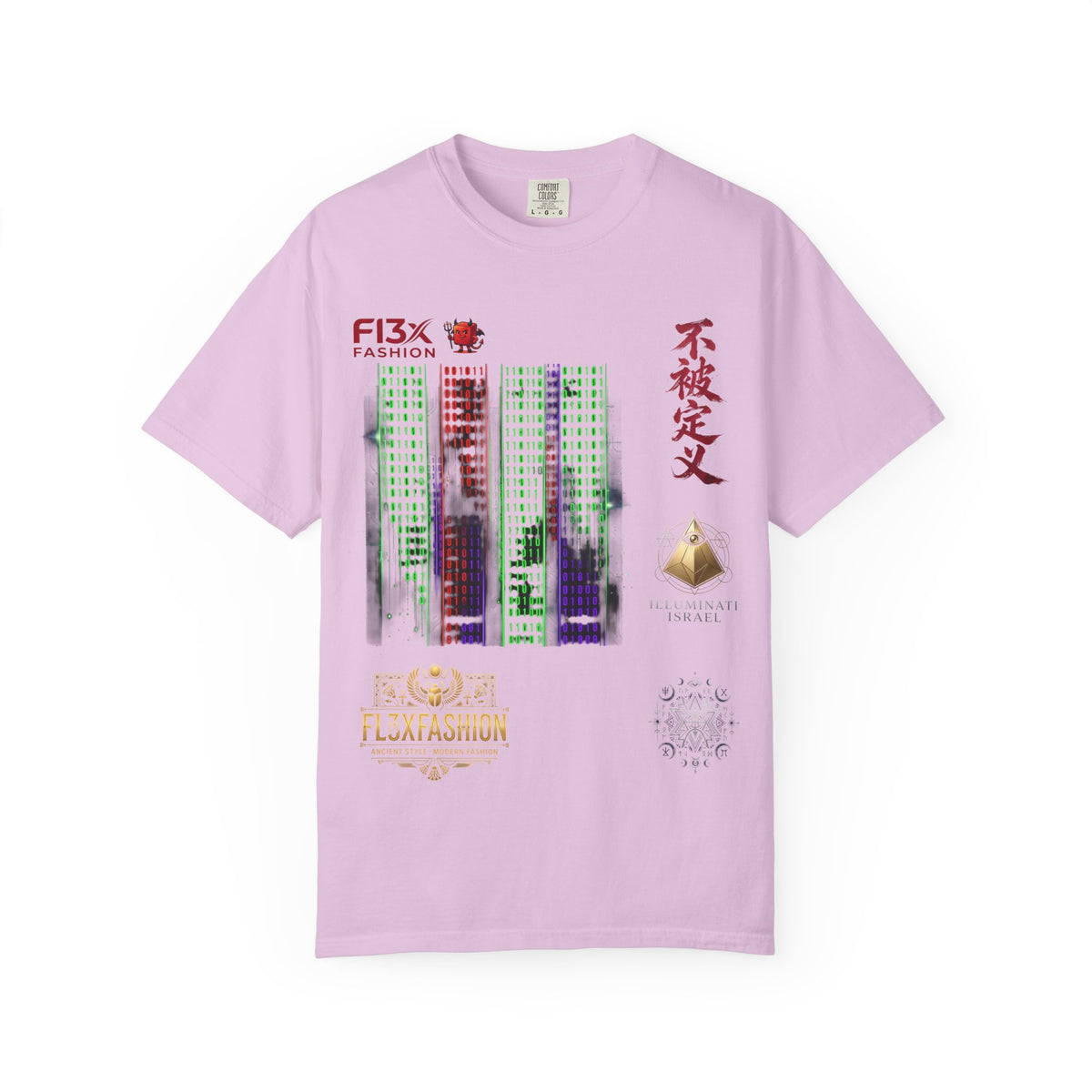 Graphic T-Shirt — Futuristic Cityscape Design with Japanese Calligraphy