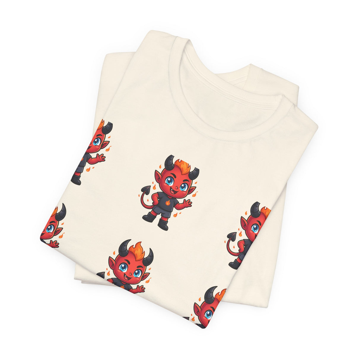 Cute Red Devil Pattern Tee — Kawaii Devil Graphic T-Shirt