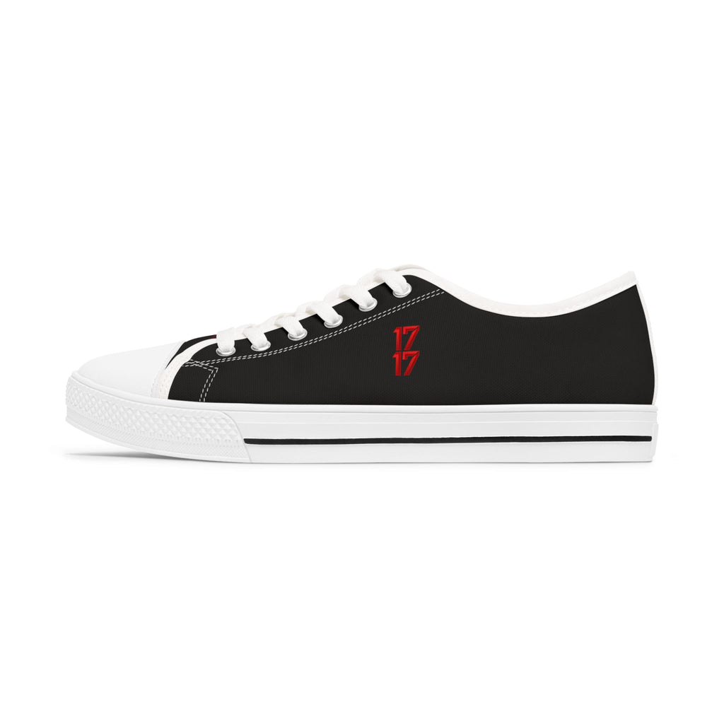 Women's Low Top Sneakers — Gothic Red 17 Anarchy Graphic Canvas Shoes