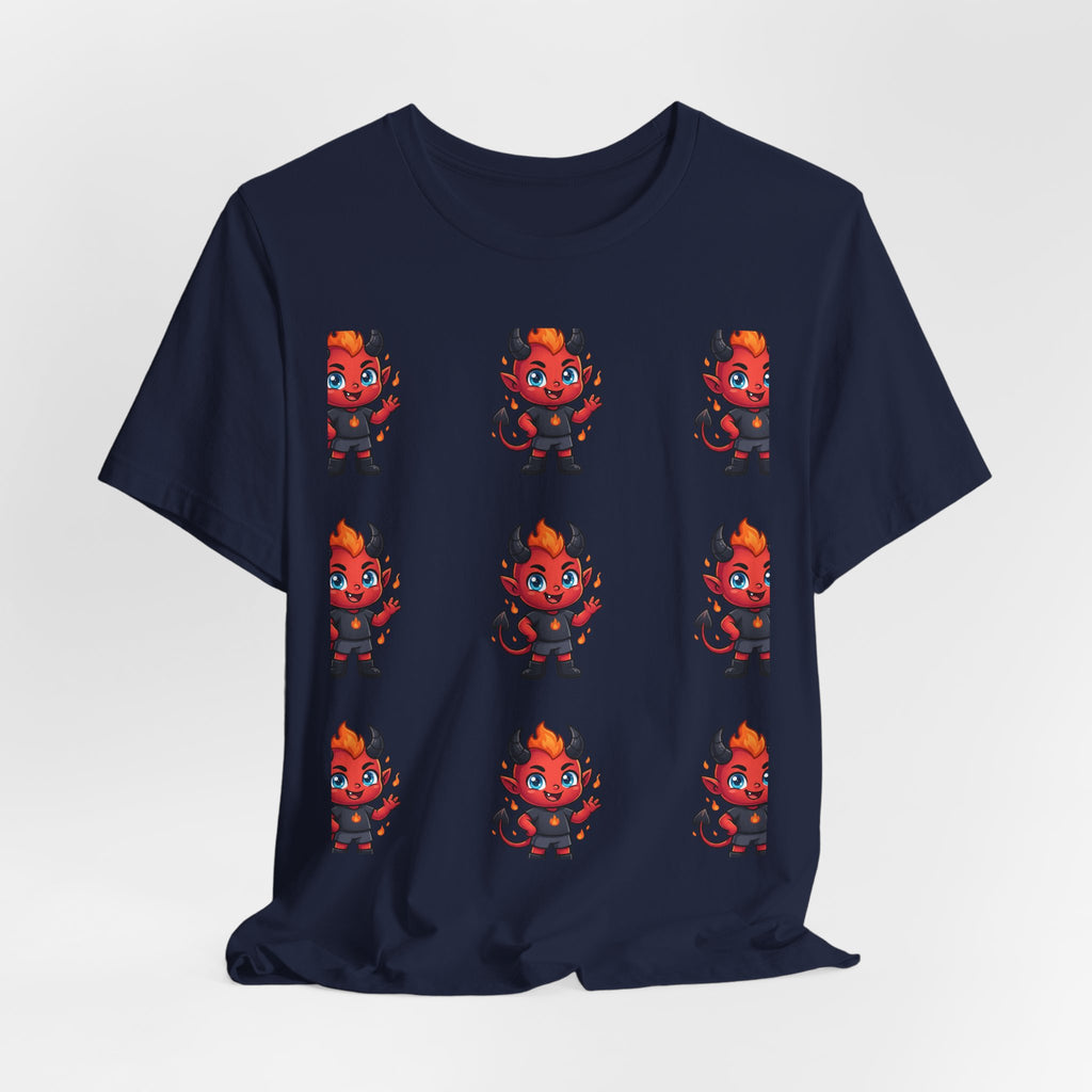 Cute Red Devil Pattern Tee — Kawaii Devil Graphic T-Shirt