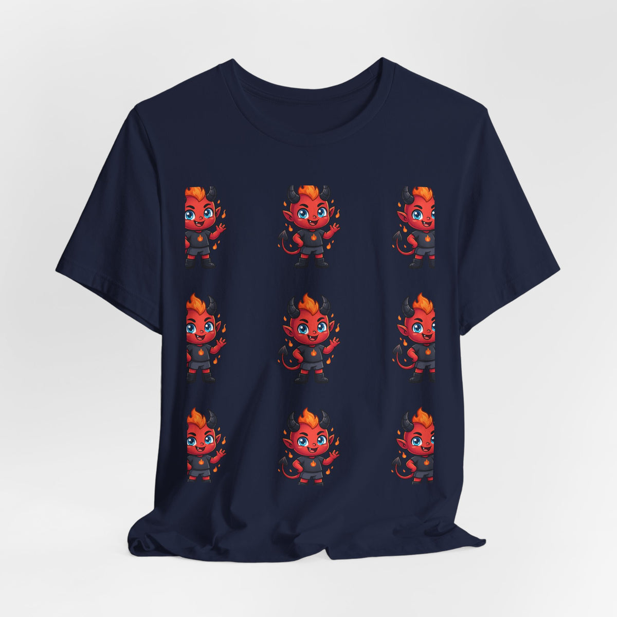 Cute Red Devil Pattern Tee — Kawaii Devil Graphic T-Shirt