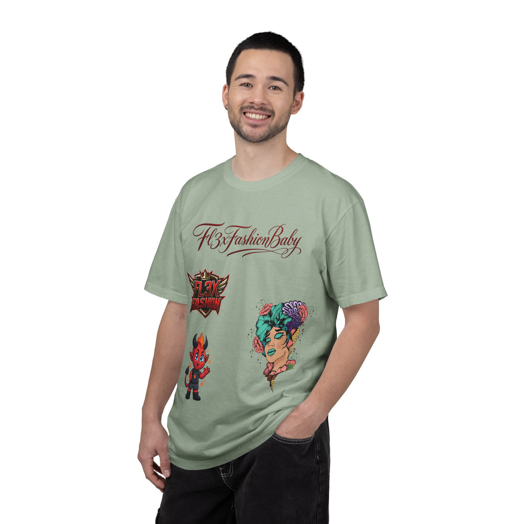 Artistic Floral Portrait T-Shirt — 'Fl3xFashionBaby' Graphic Tee