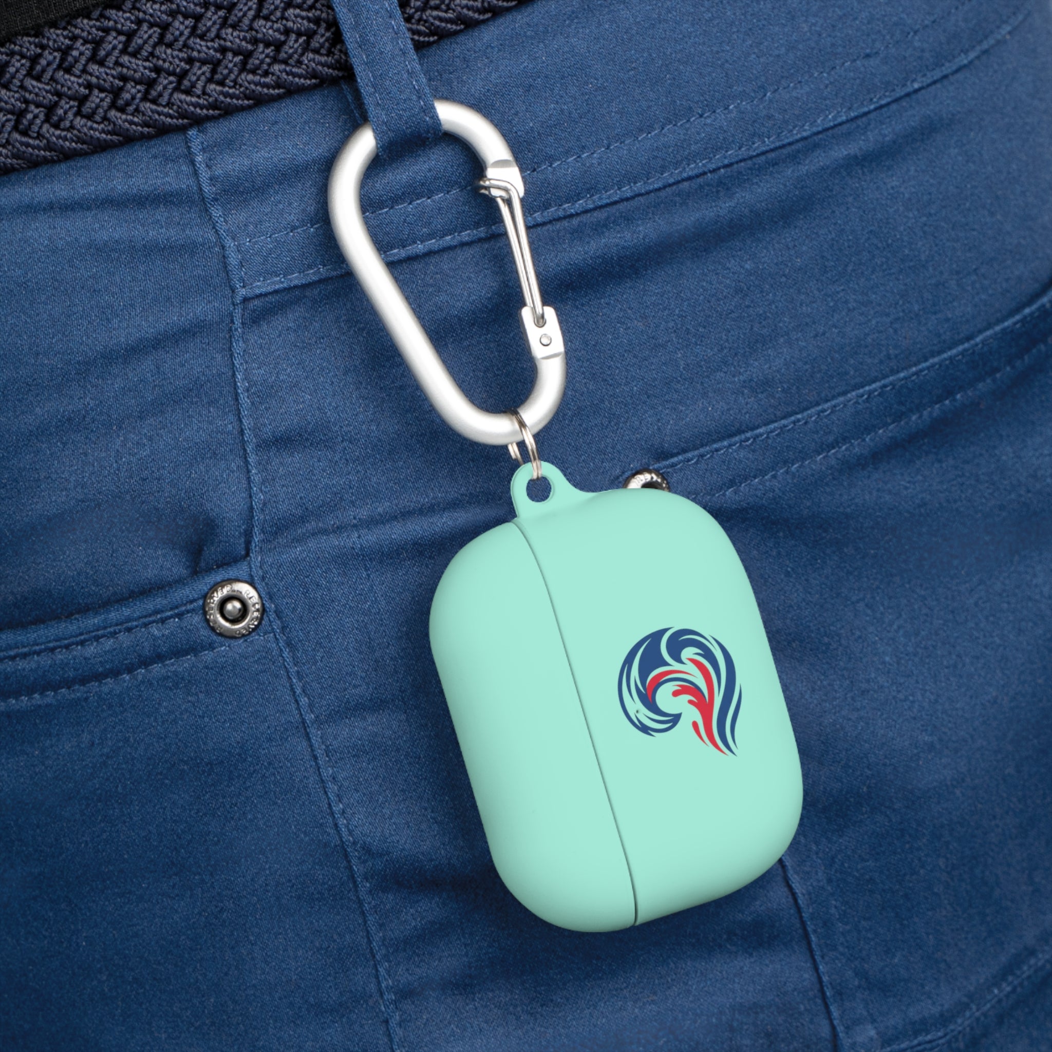 Wave Crest AirPods Case Cover - Patriotic Red White Blue Swirl