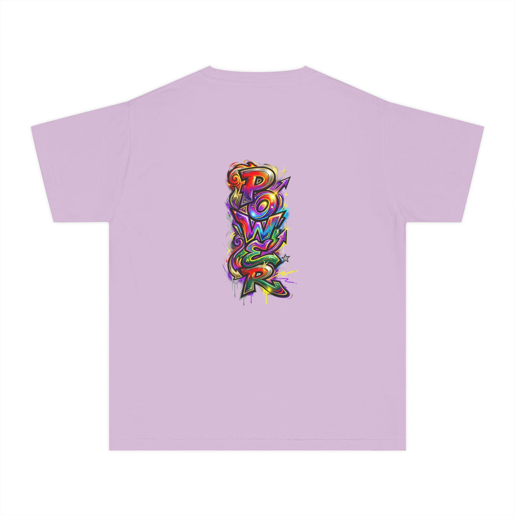 Youth Tee - Colorful 'Power' Graffiti Vertical Graphic
