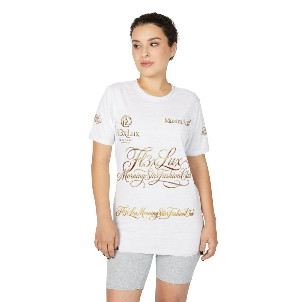 Luxury Gold Script Performance T-Shirt — F3xLux Morning Stay Fashion Club Design