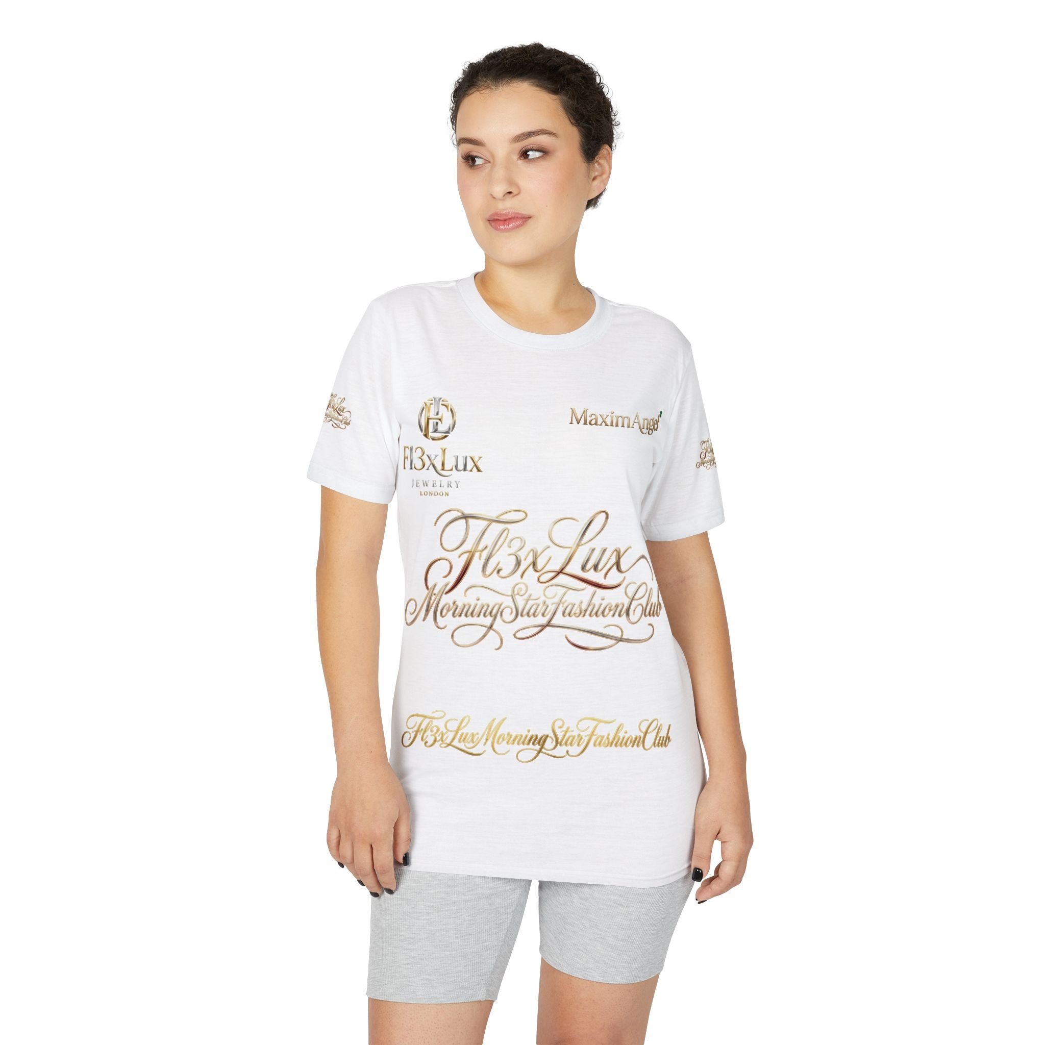 Luxury Gold Script Performance T-Shirt — F3xLux Morning Stay Fashion Club Design
