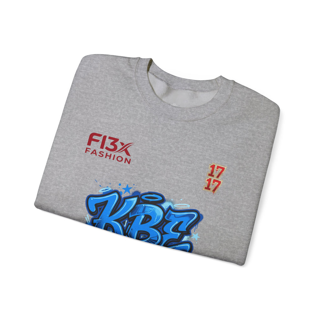 KBZ Graffiti Crewneck Sweatshirt – Streetwear Pullover with Blue Urban Tag Design