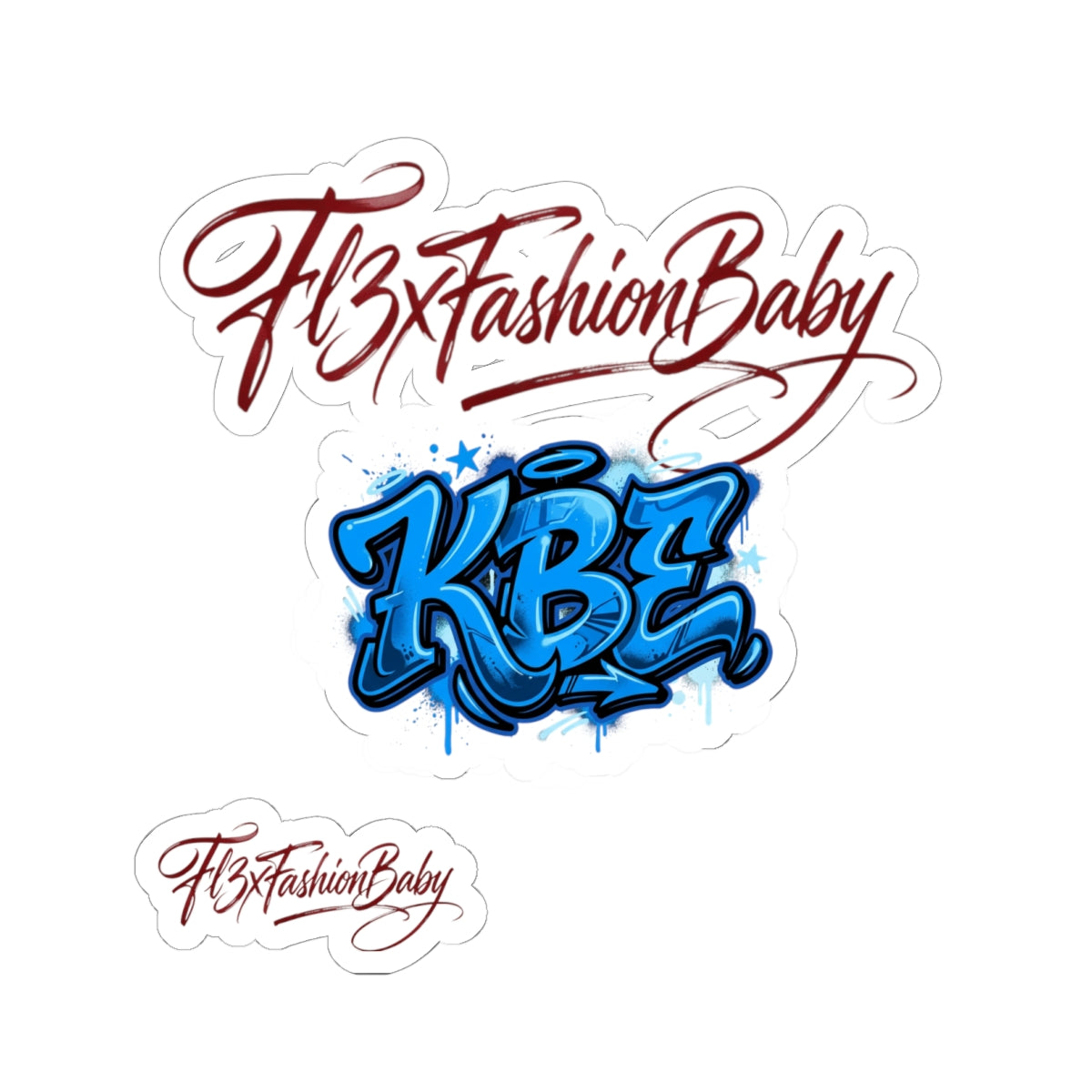 Kiss-Cut Stickers — KBZ Blue Graffiti & Fl3xFashionBaby Script Sticker Set