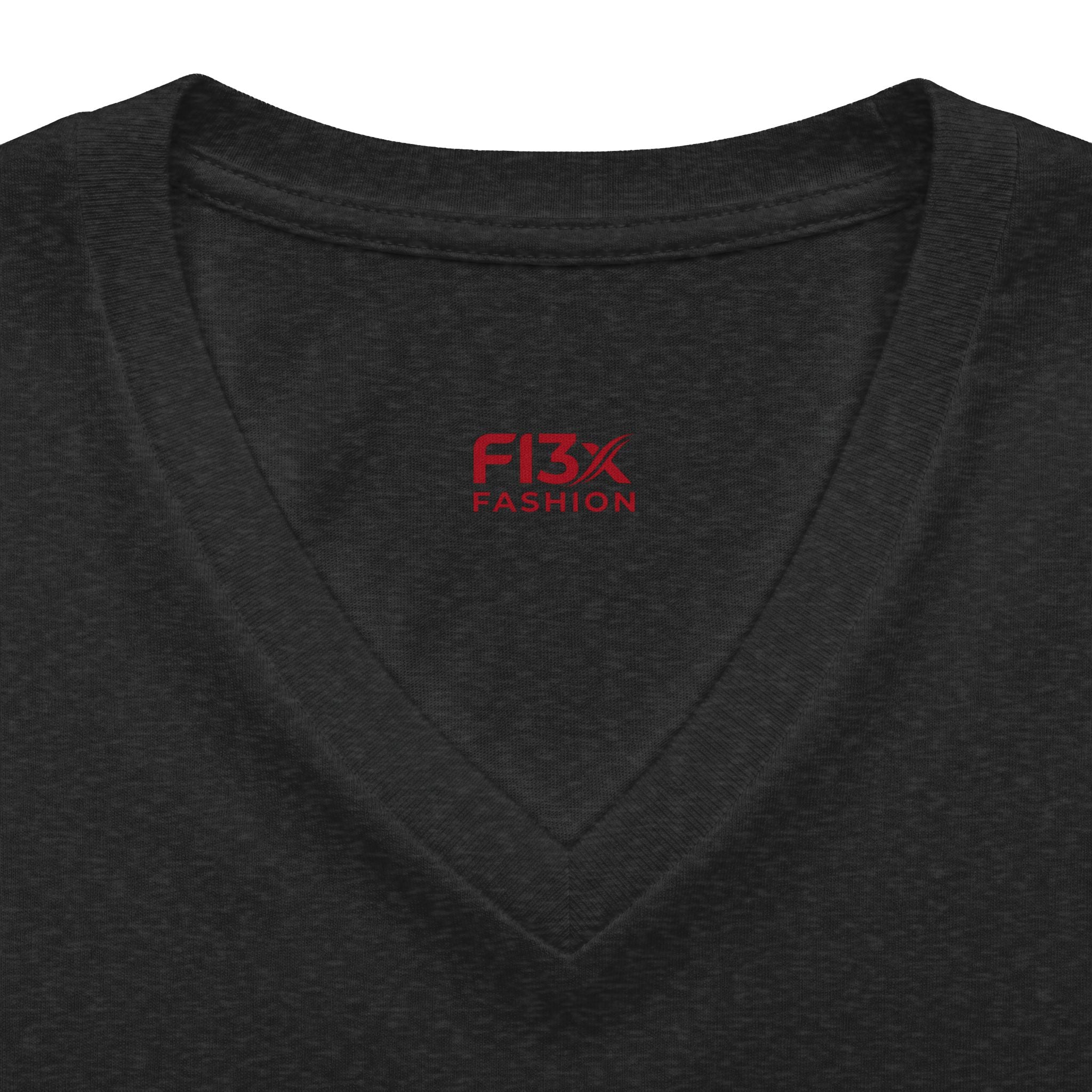 Women's V-Neck Tee — 'F13x Fashion' Floral Logo & Devil Graphic