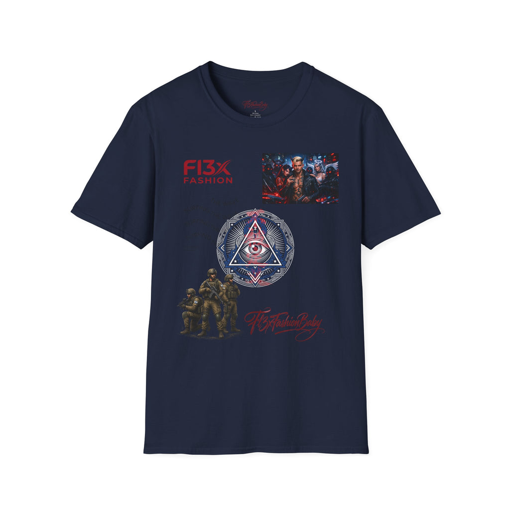 Graphic T-Shirt — F13X Fashion Collage Tee (Surfing Wave & Retro Crew)