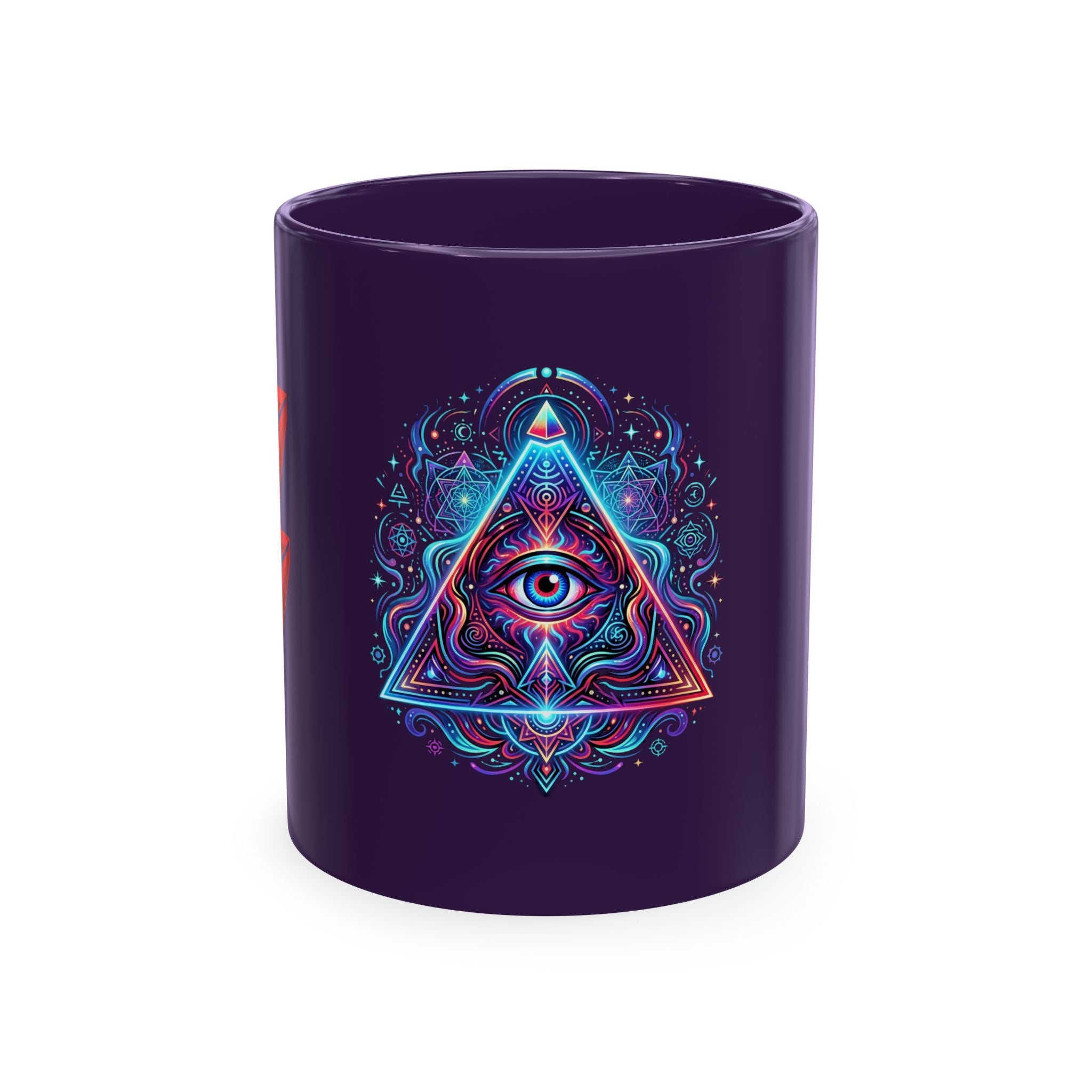 Ceramic Mug — Mystic Third Eye Pyramid Design with 7/17 Red Numerals