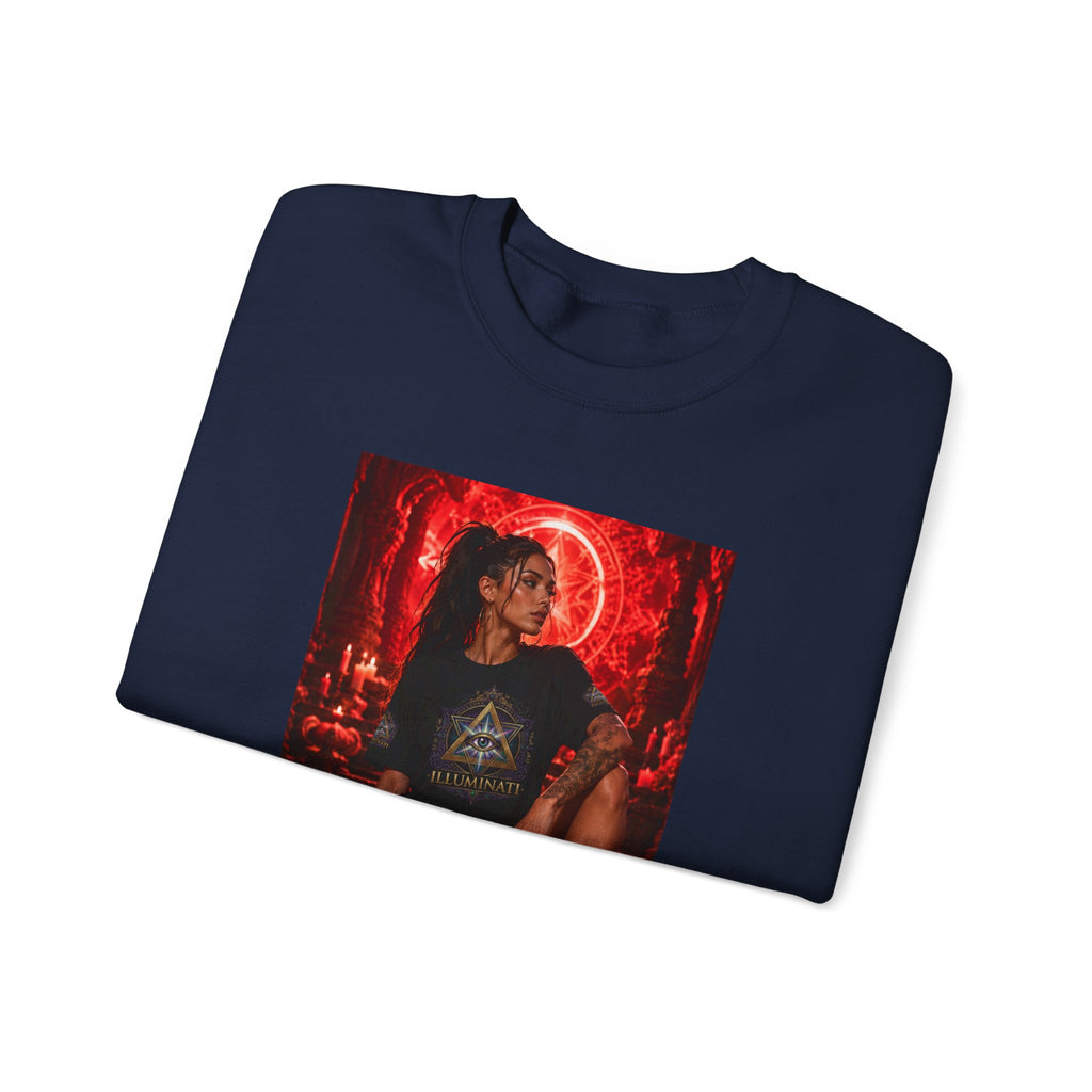 Crewneck Sweatshirt — Gothic Red Neon Angel Photo Print
