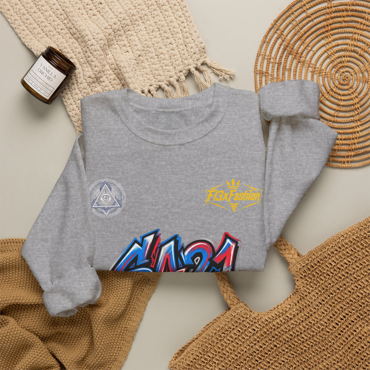 Graffiti 'SA21' Crewneck Sweatshirt – Urban Streetwear Graphic Pullover