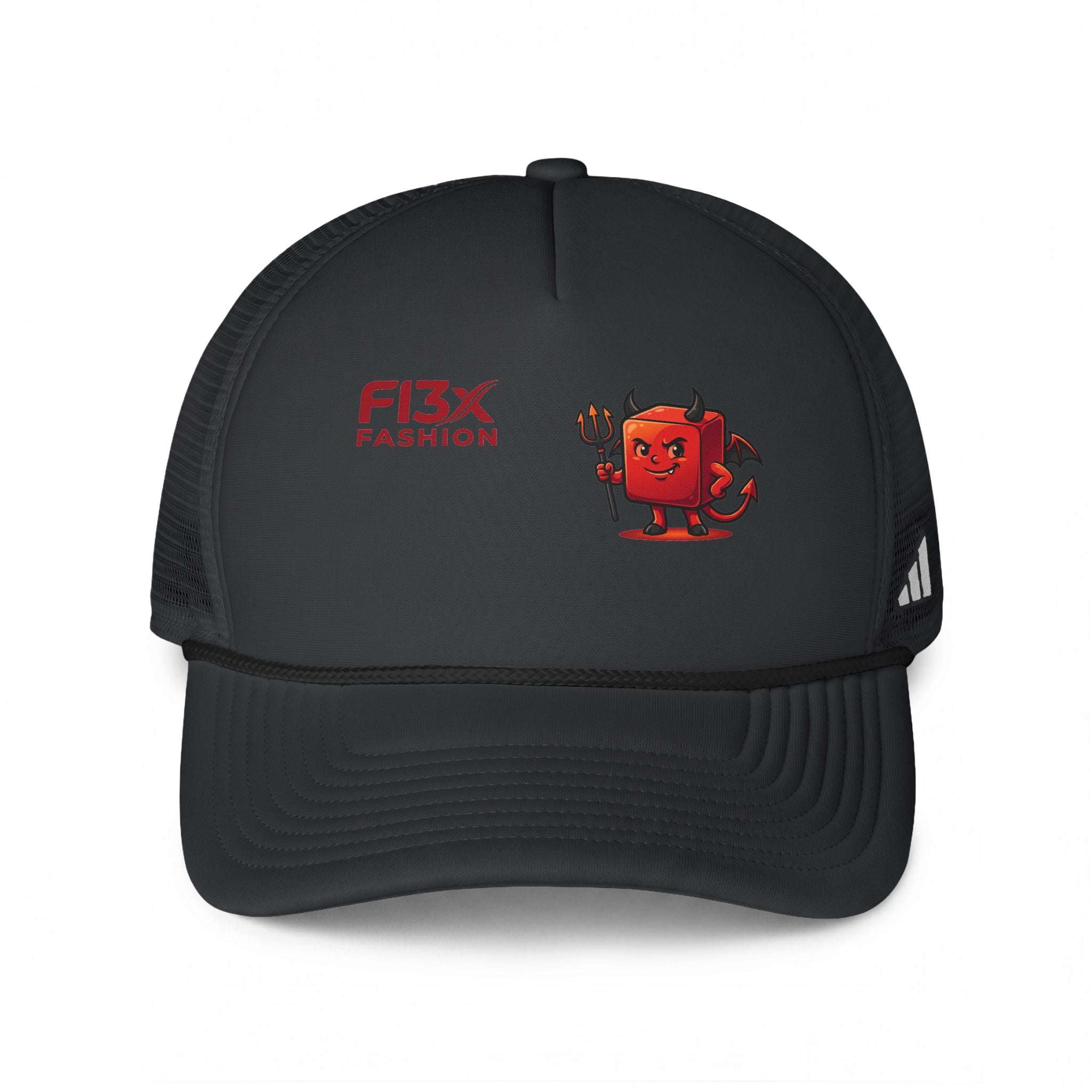 Trucker Cap — Red Demon Block Graphic "Flex Fashion"