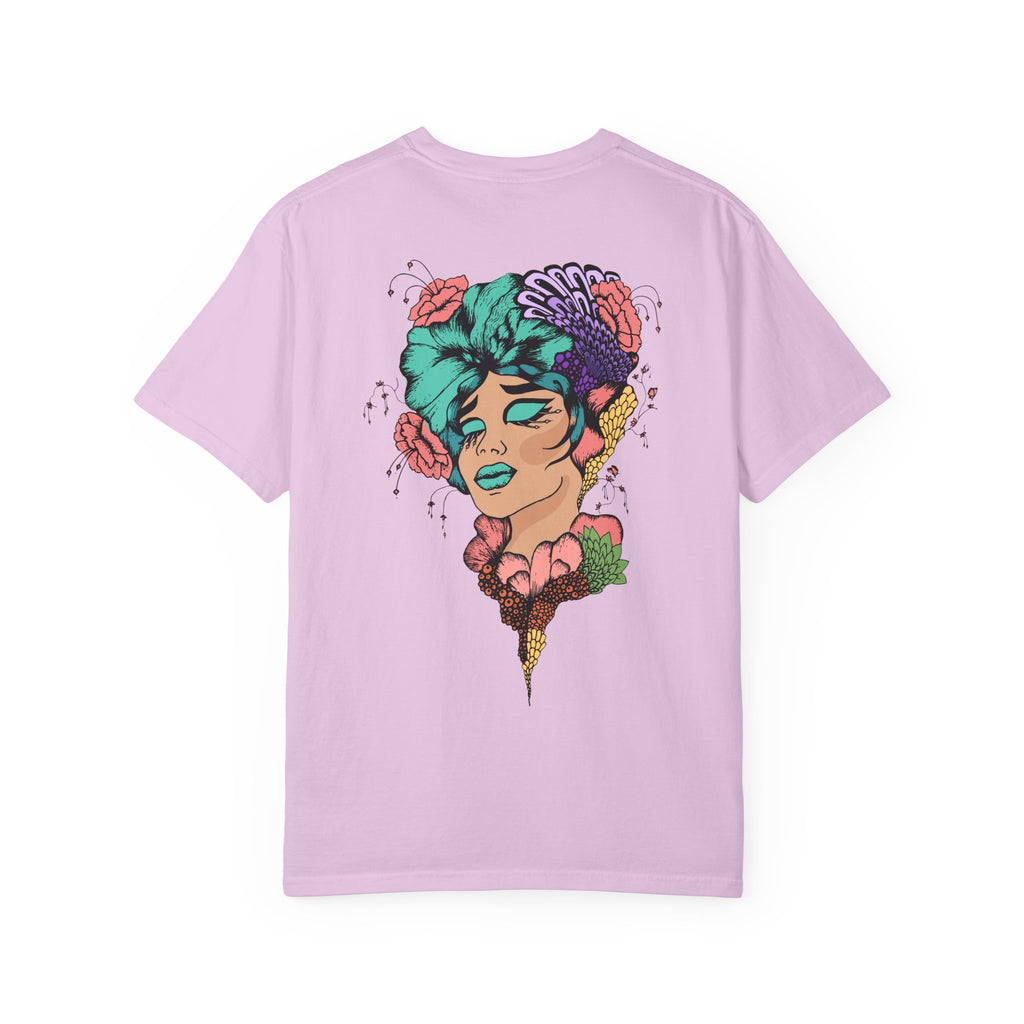 Artistic Floral Portrait T-Shirt — 'Fl3xFashionBaby' Graphic Tee