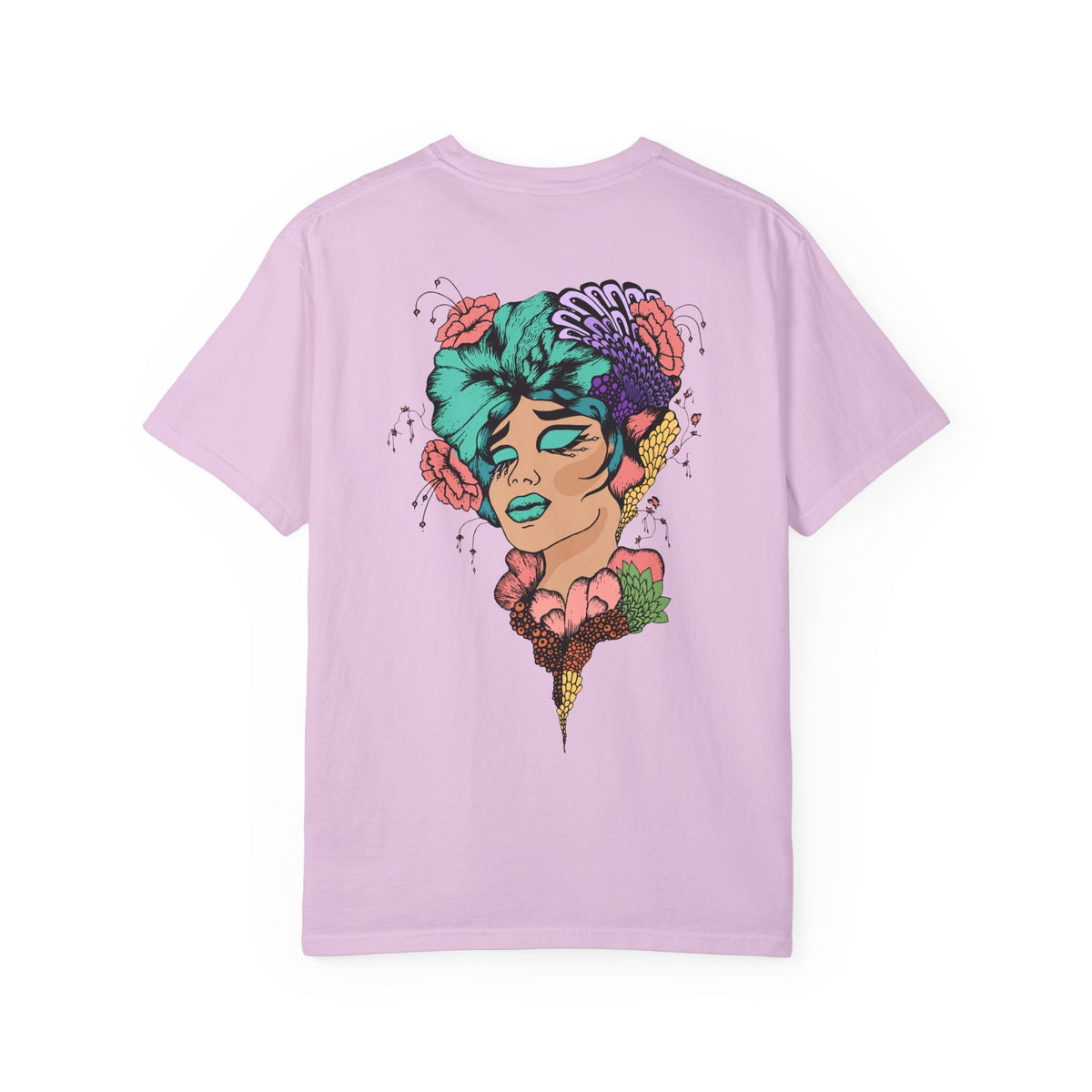 Artistic Floral Portrait T-Shirt — 'Fl3xFashionBaby' Graphic Tee