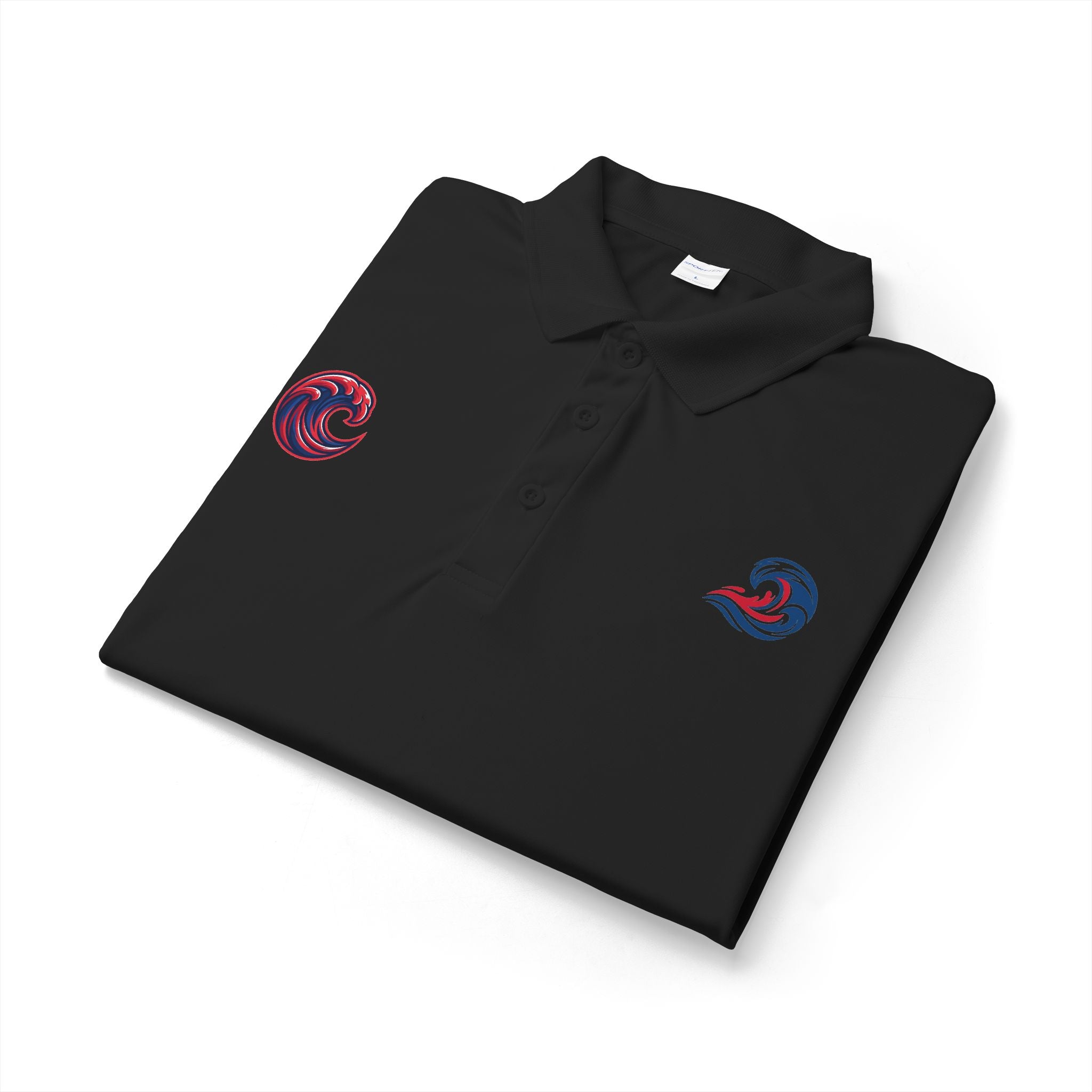 Embroidered Wave Logo Polo Shirt — Breathable Performance Golf & Work Polo