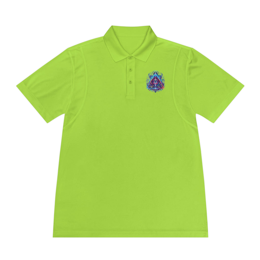 Men's Polo Shirt — Mystic All-Seeing Eye Triangle Design with 17/17 Accent
