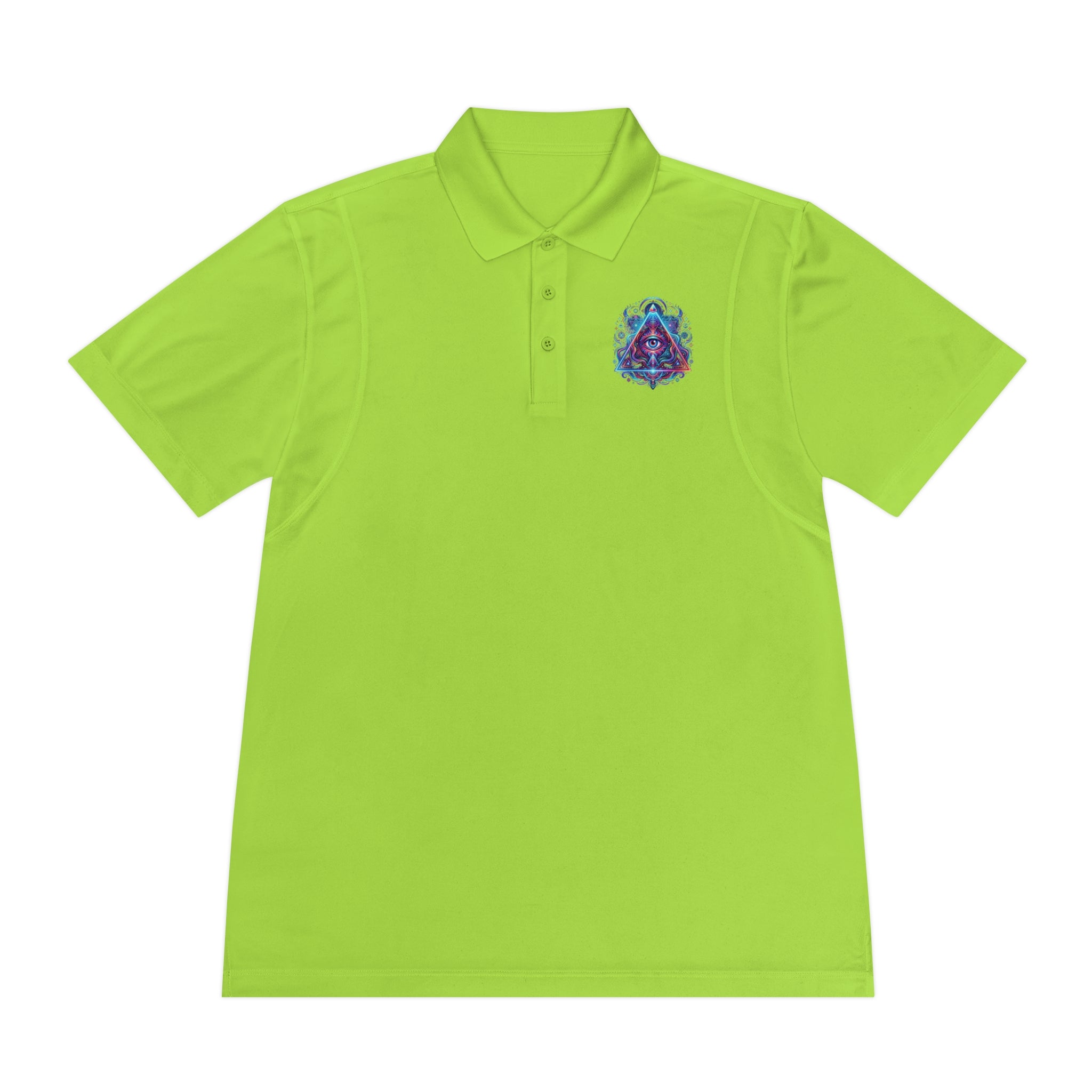 Men's Polo Shirt — Mystic All-Seeing Eye Triangle Design with 17/17 Accent