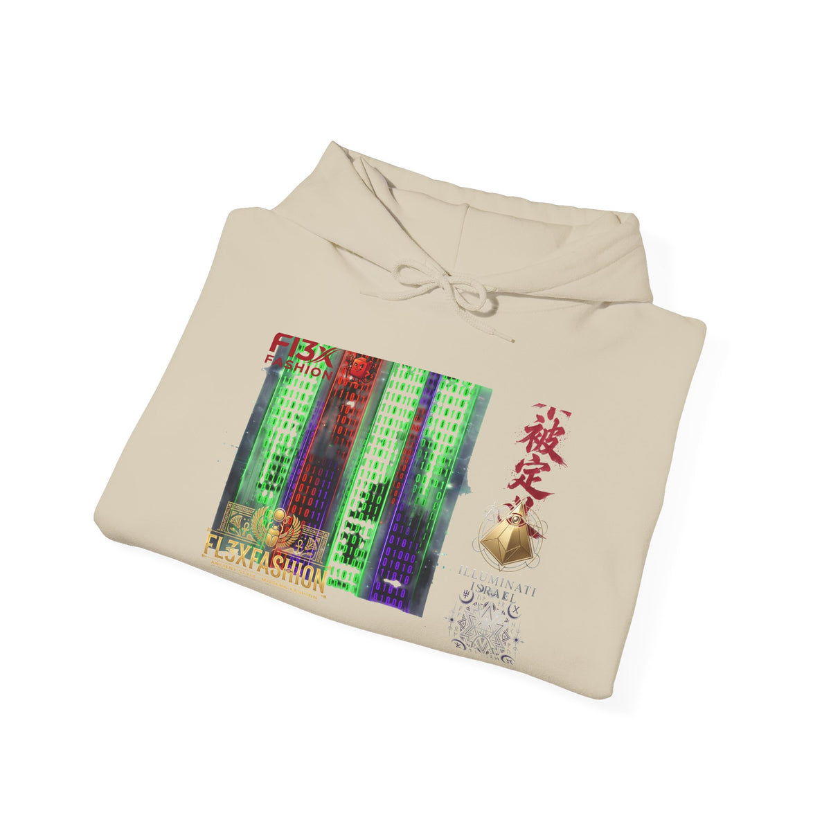 Matrix-Inspired Cyberpunk Hoodie with Kanji & Vaporwave Collage