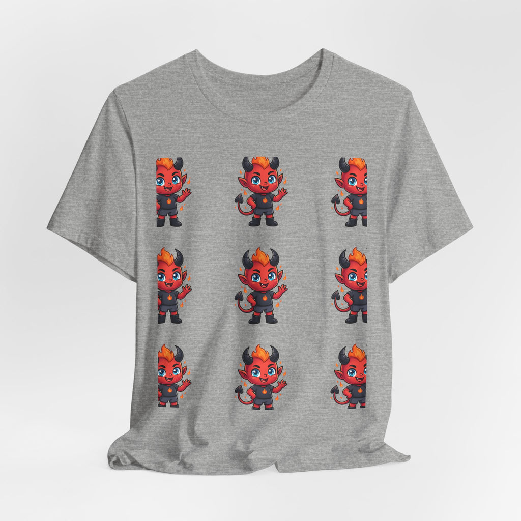 Cute Red Devil Pattern Tee — Kawaii Devil Graphic T-Shirt