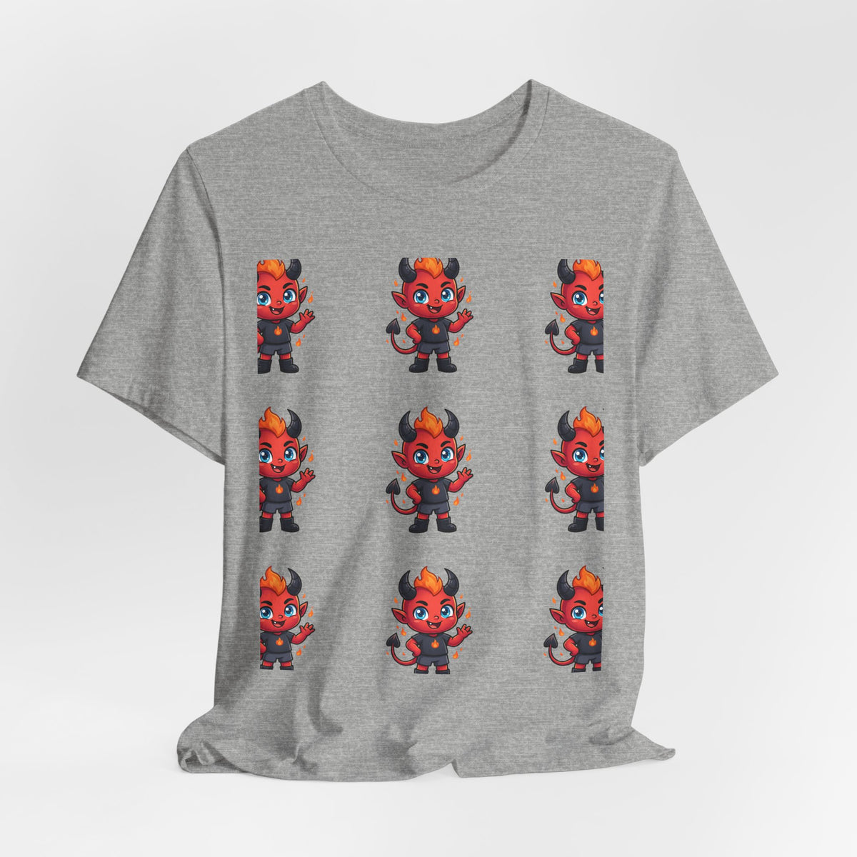 Cute Red Devil Pattern Tee — Kawaii Devil Graphic T-Shirt