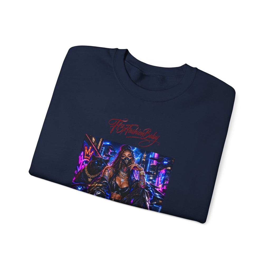 Crewneck Sweatshirt — Futuristic Neon City Graphic