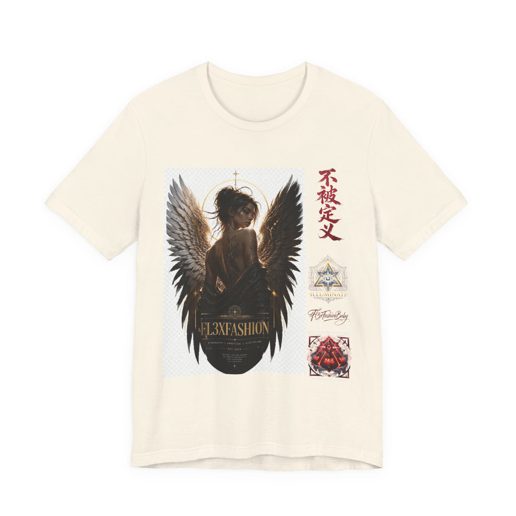 Angel Wings Graphic Tee — '不被定义' Asian-Inspired Dark Angel T-Shirt