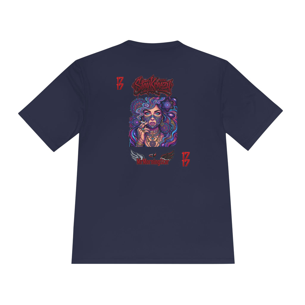Psychedelic Woman Graphic Tee — Retro Cosmic Portrait Moisture‑Wicking Shirt