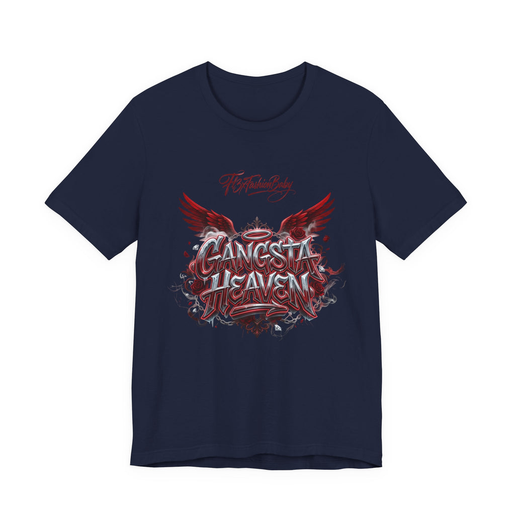 Gangsta Heaven Graphic Tee — Urban Winged Script T-Shirt