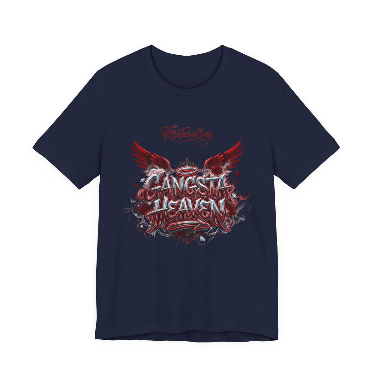 Gangsta Heaven Graphic Tee — Urban Winged Script T-Shirt