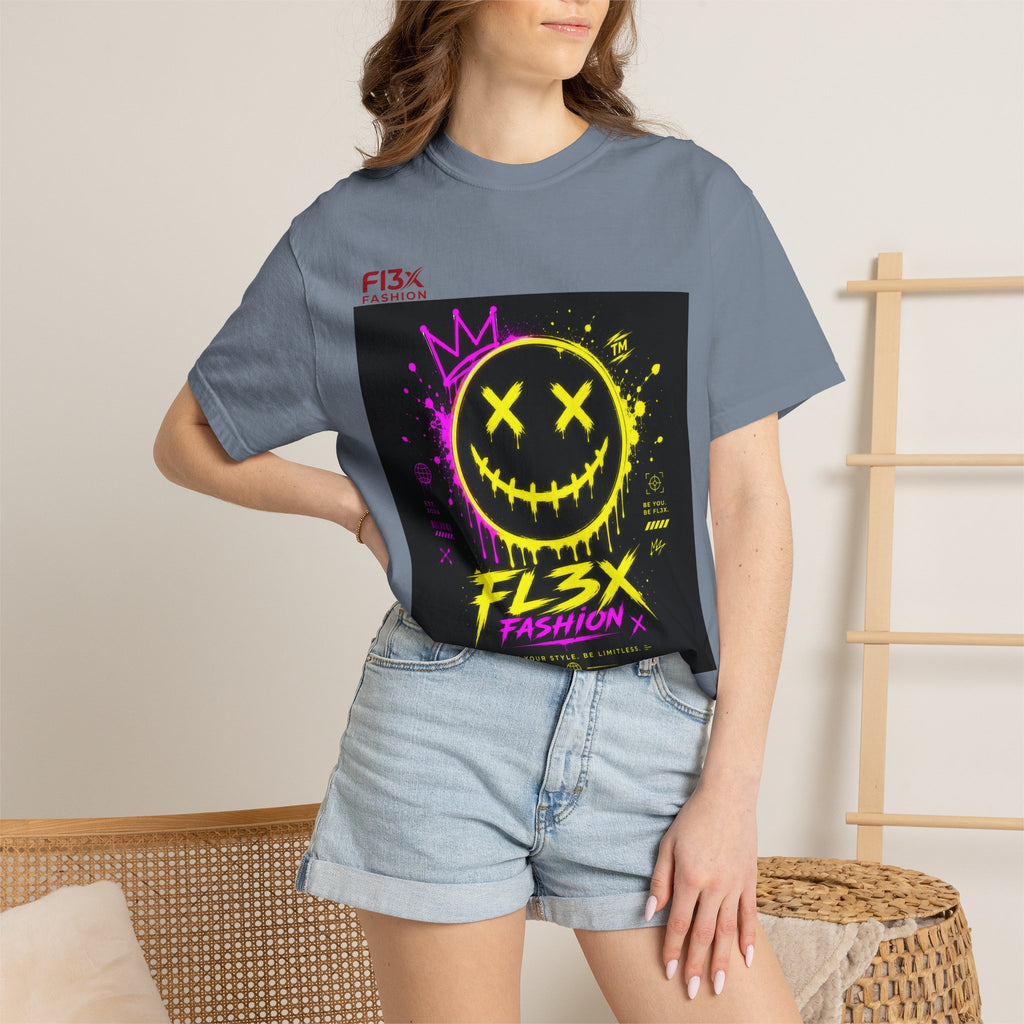 Graphic Tee — Neon Graffiti Smiley "FL3X Fashion"