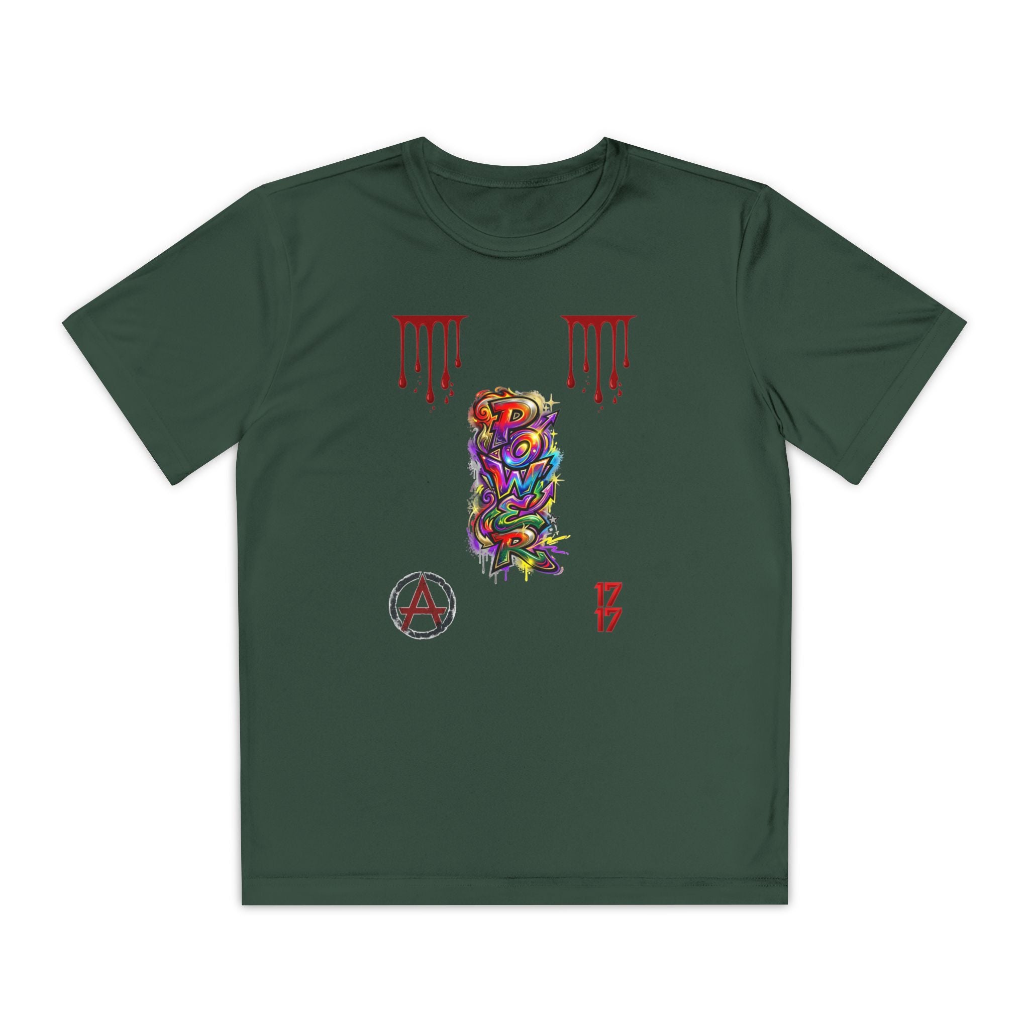 Youth Competitor Tee — Colorful Graffiti Anarchy Graphic T-Shirt