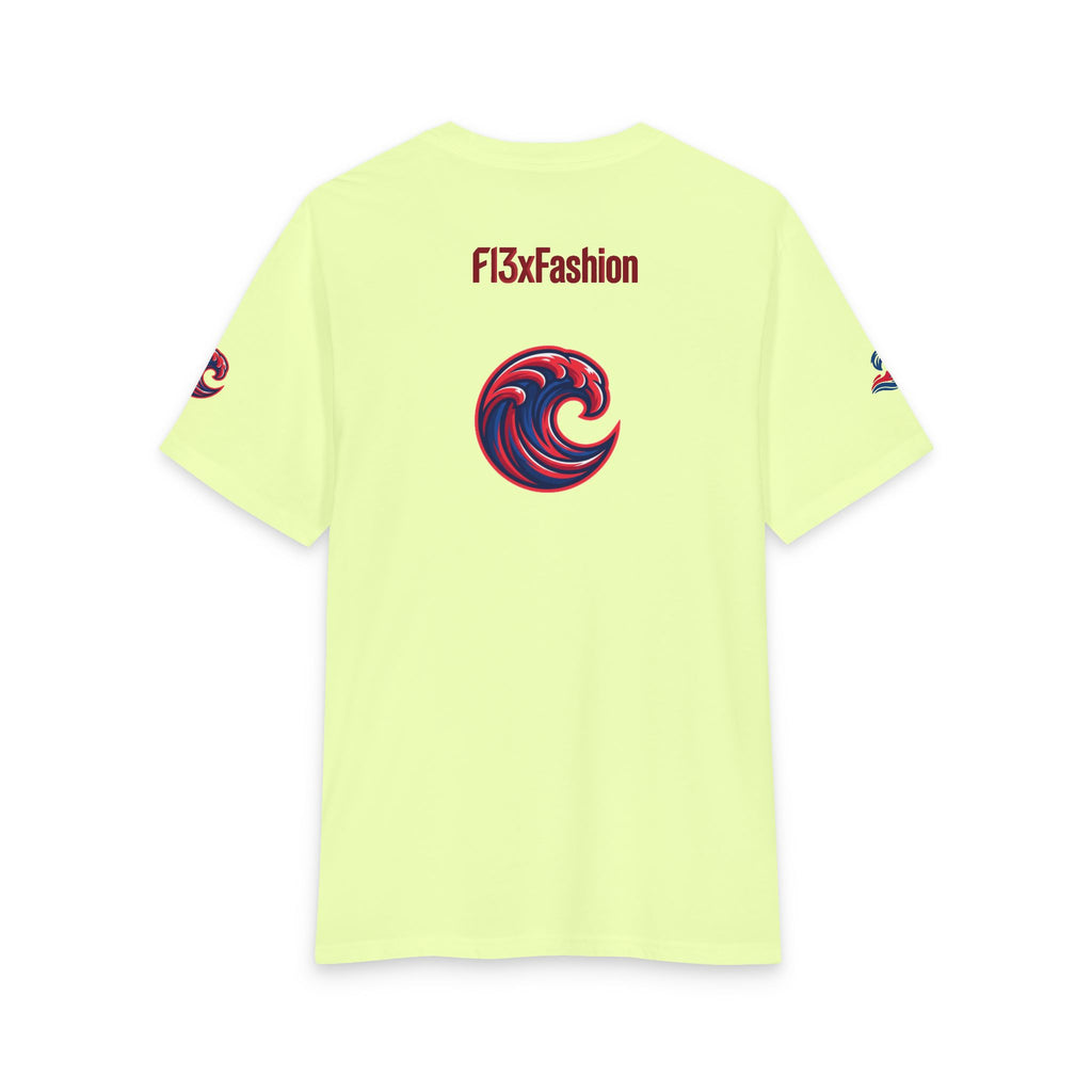 Graphic Tee — 'F13x Fashion' Red & Blue Wave Art T-Shirt