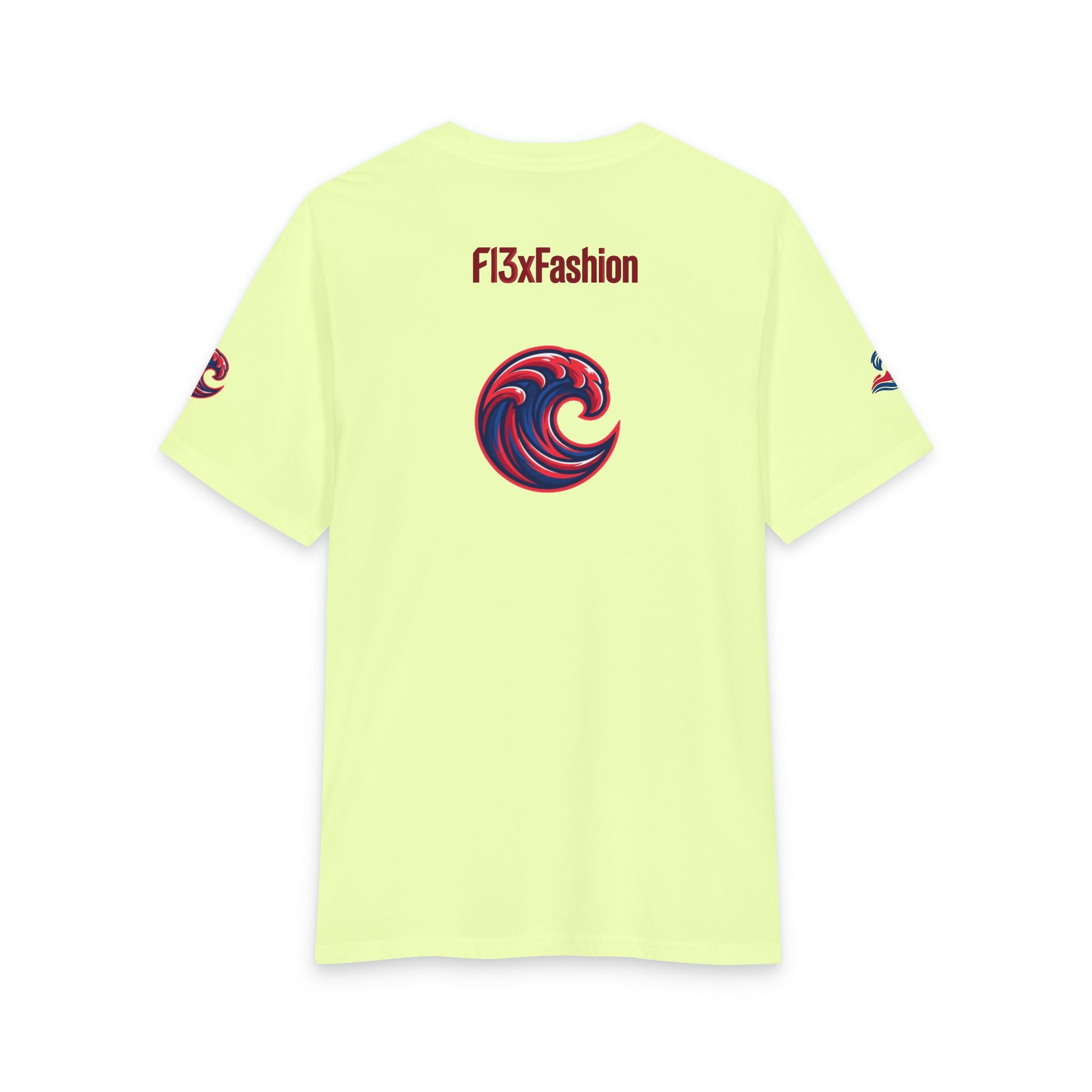 Graphic Tee — 'F13x Fashion' Red & Blue Wave Art T-Shirt