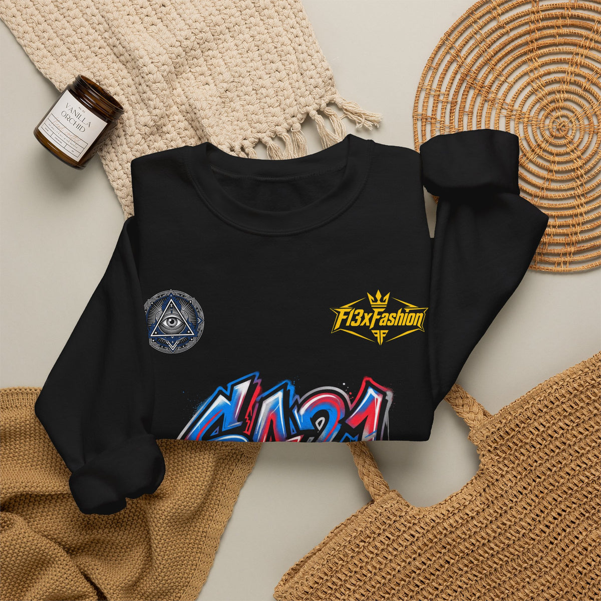 Graffiti 'SA21' Crewneck Sweatshirt – Urban Streetwear Graphic Pullover
