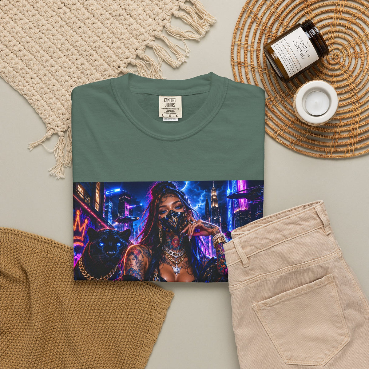 Cyberpunk Streetwear T-Shirt — "Fl3x Fashion Omertà" Graphic