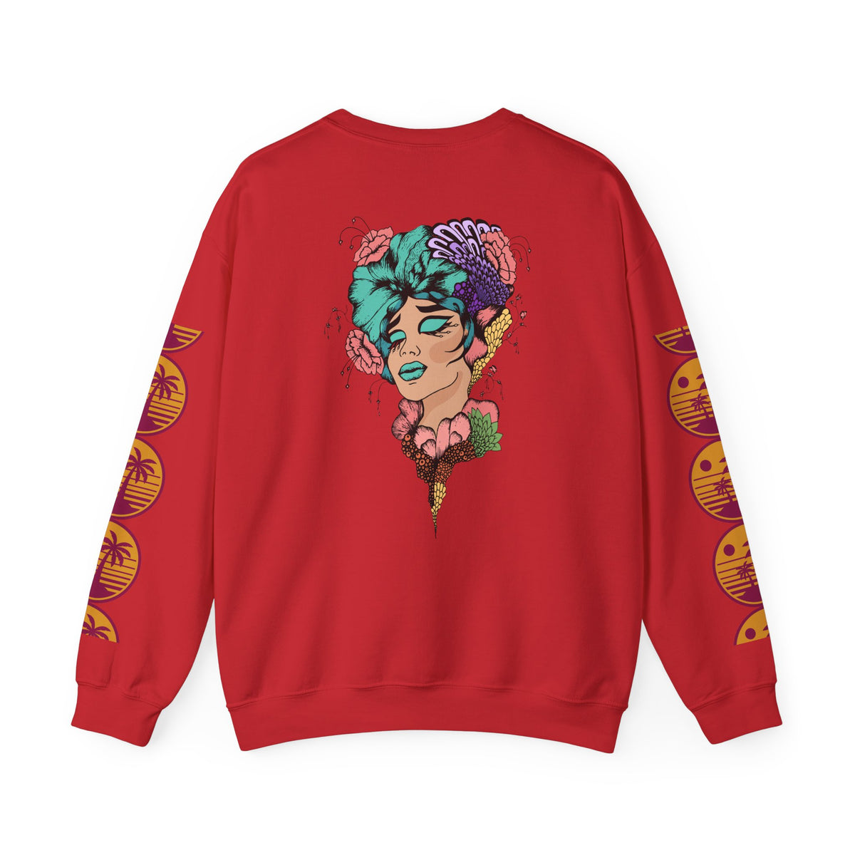 Crewneck Sweatshirt — Floral Femme Portrait “FitFashionBaby” Graphic