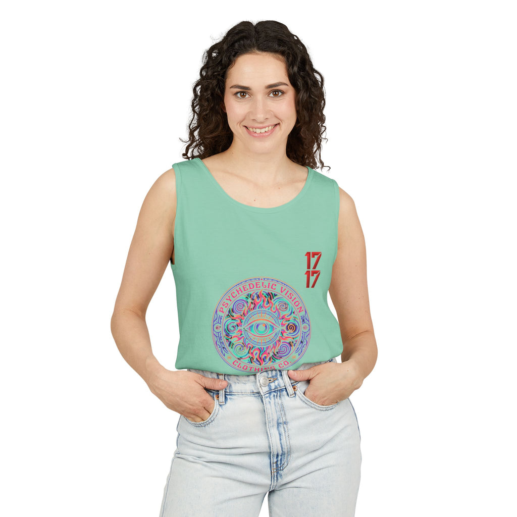 Psychedelic Vision Tank Top — Retro Eye Mandala Graphic