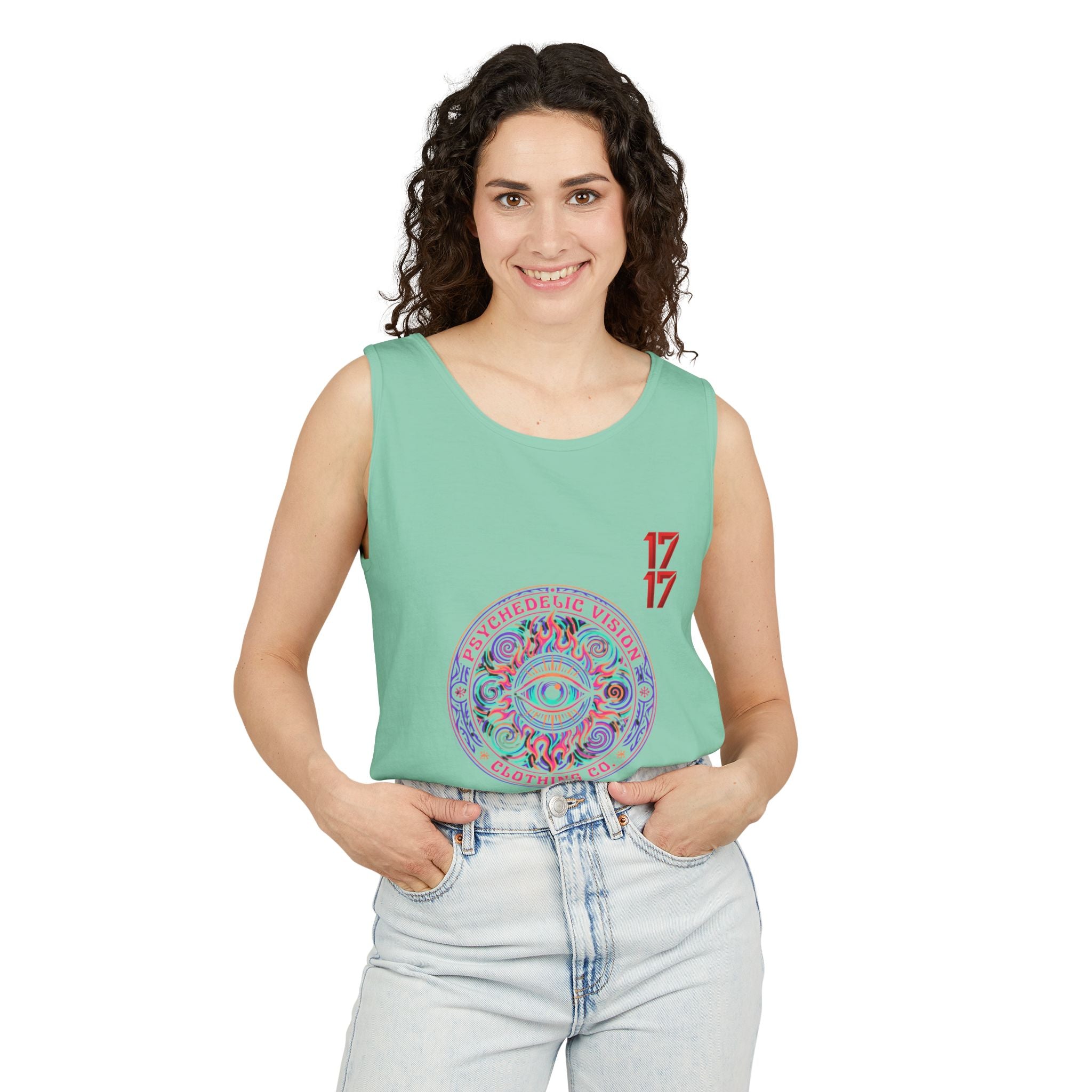 Psychedelic Vision Tank Top — Retro Eye Mandala Graphic