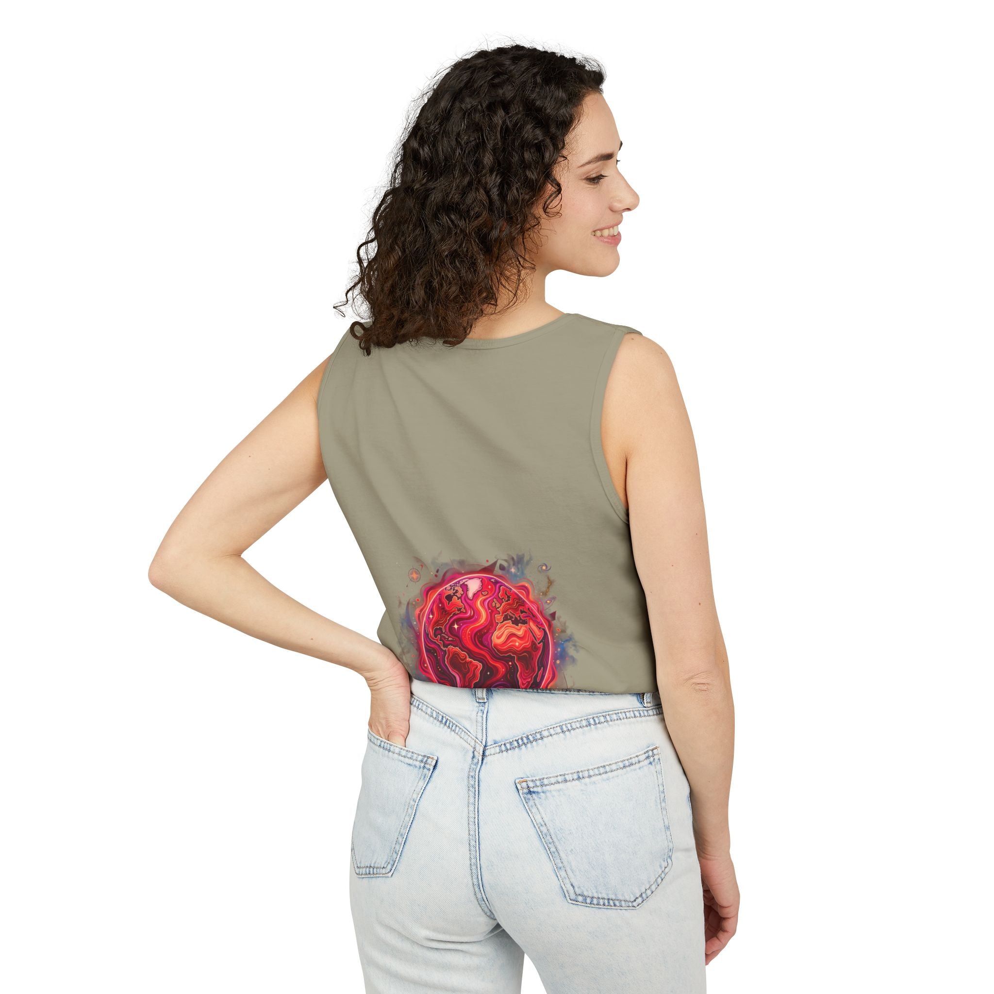 Red Planet Graphic Tank Top — '17/17' Streetwear Planet Design