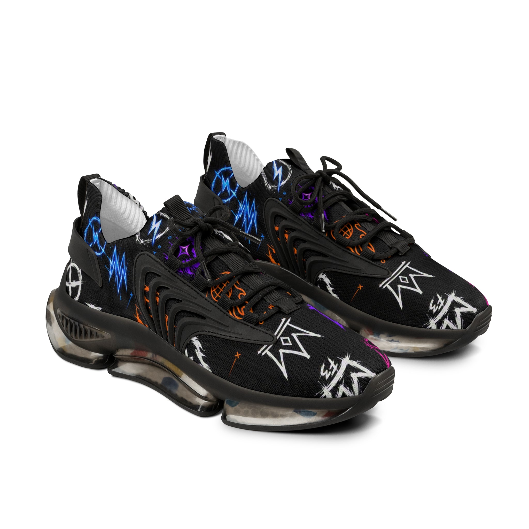 Men's Mesh Sneakers — Streetwear Graffiti Crown Print Athletic Shoes