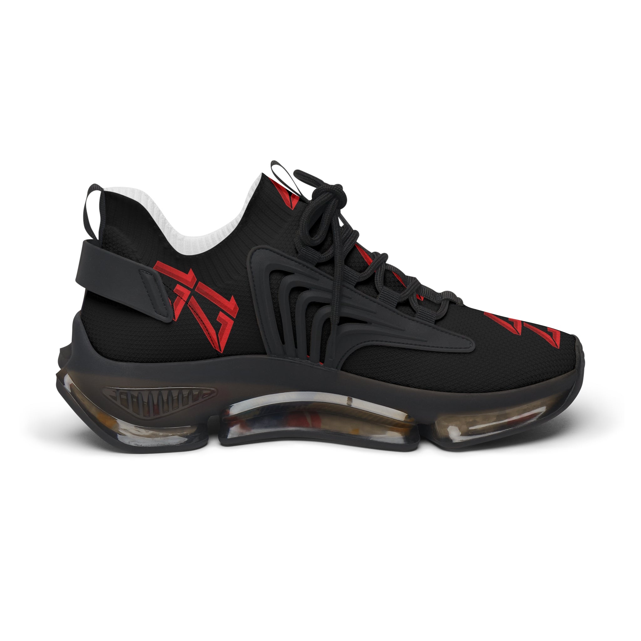 Women’s Mesh Sneakers — Black Red 1717 Athletic Running Shoes