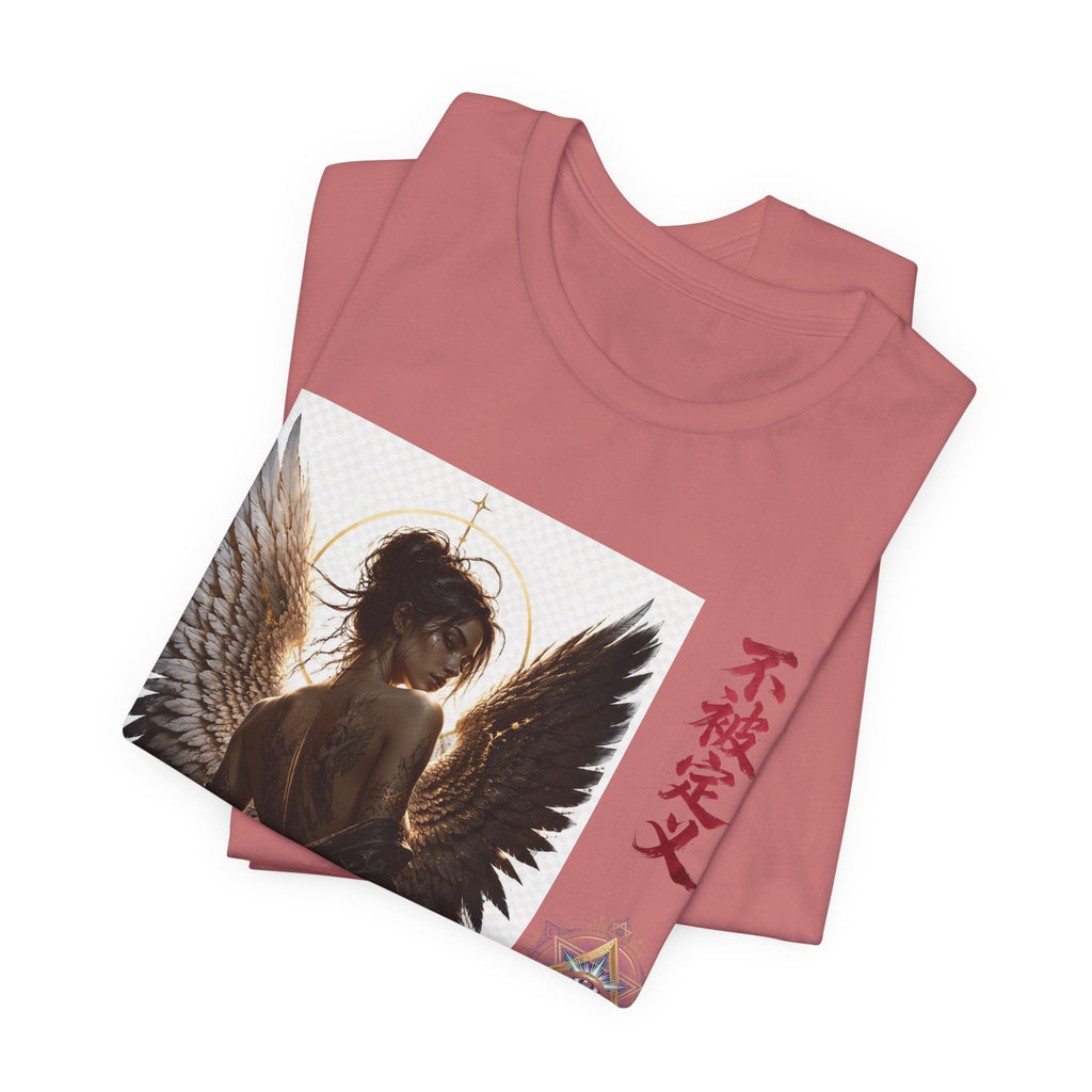 Angel Wings Graphic Tee — '不被定义' Asian-Inspired Dark Angel T-Shirt