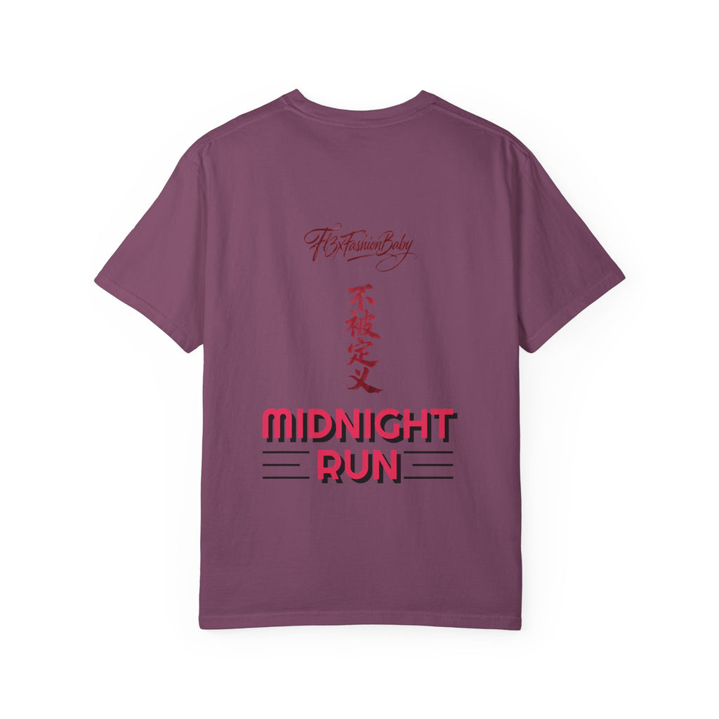 Midnight Run Tee — Vertical Japanese Script Graphic T-Shirt