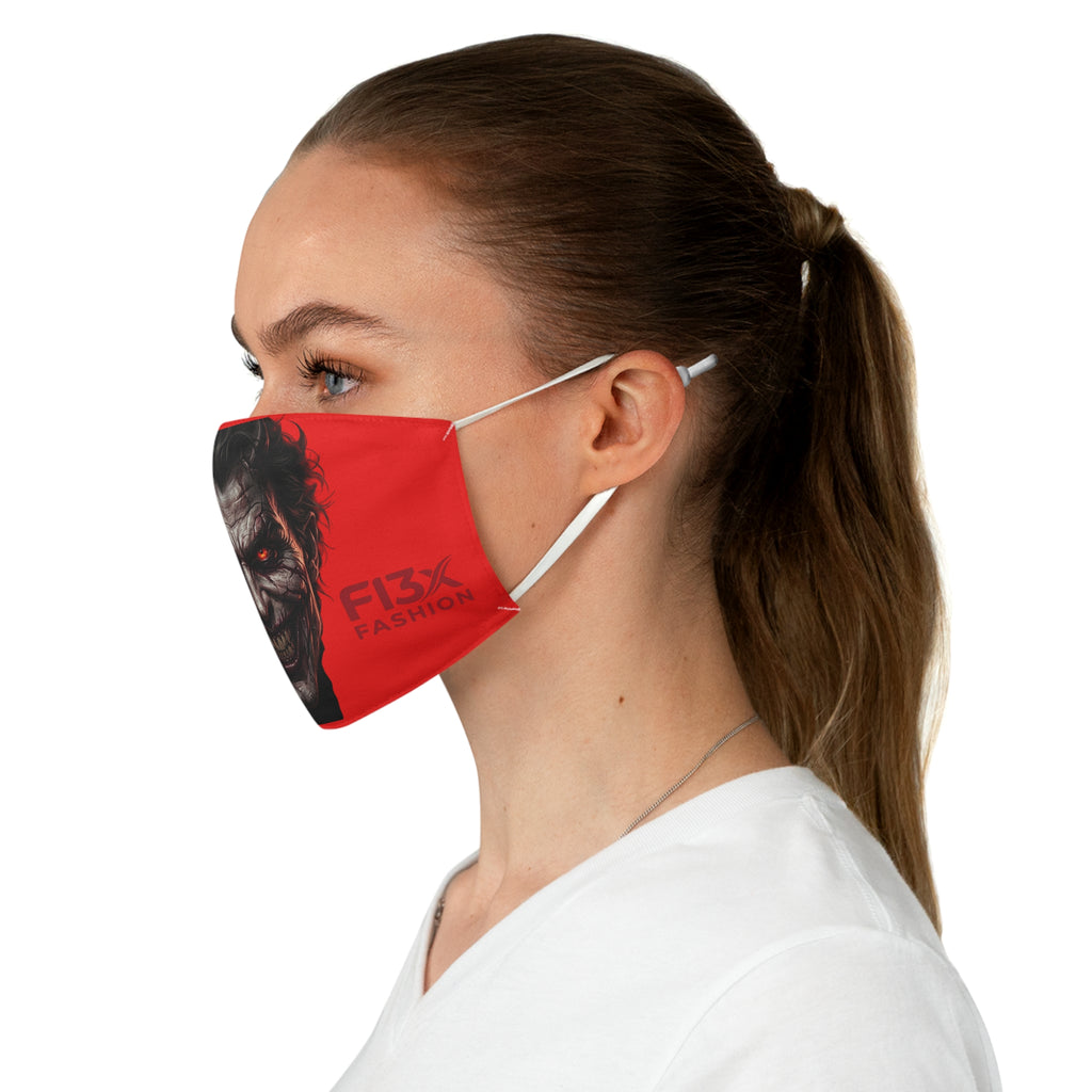 Sinister Joker Face Mask - Red Horror Graphic Fabric Mask