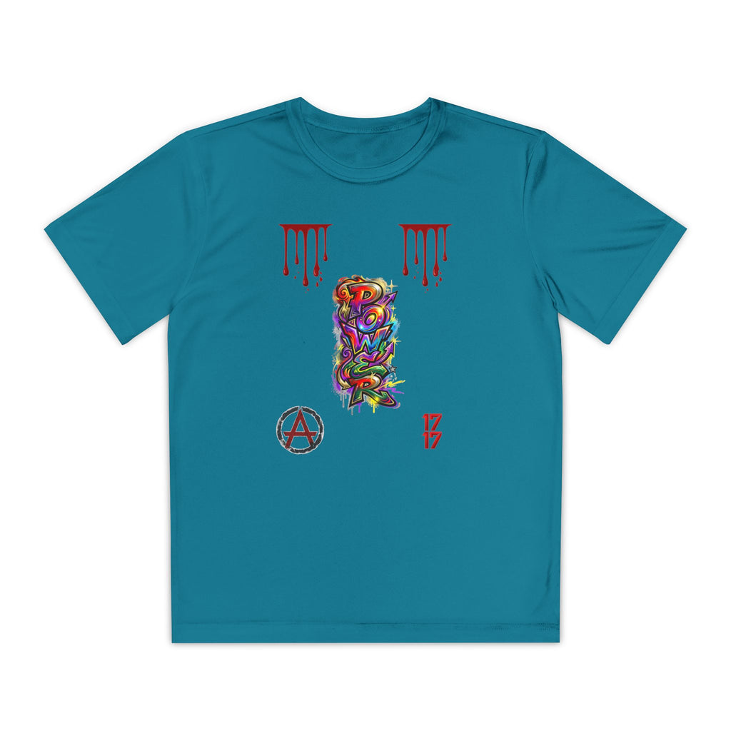 Youth Competitor Tee — Colorful Graffiti Anarchy Graphic T-Shirt