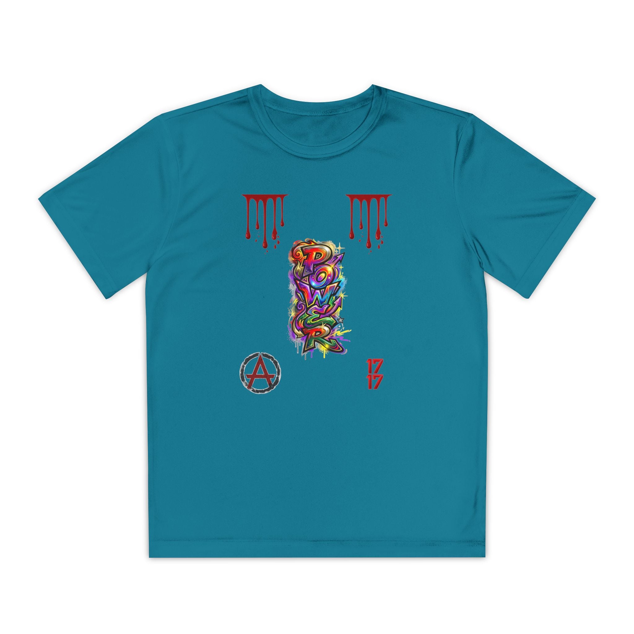 Youth Competitor Tee — Colorful Graffiti Anarchy Graphic T-Shirt